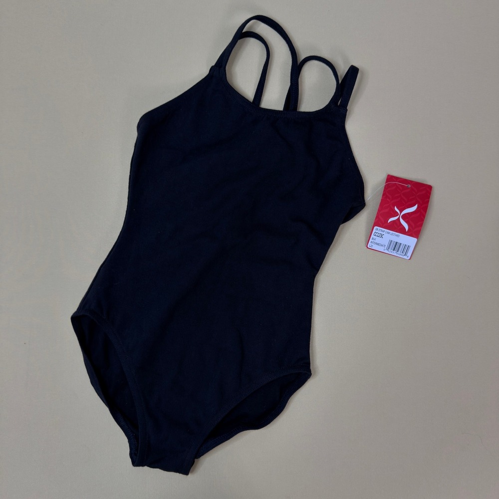 Capezio Girls Black Double Strap Cami Leotard CC123C Intermediate NWT